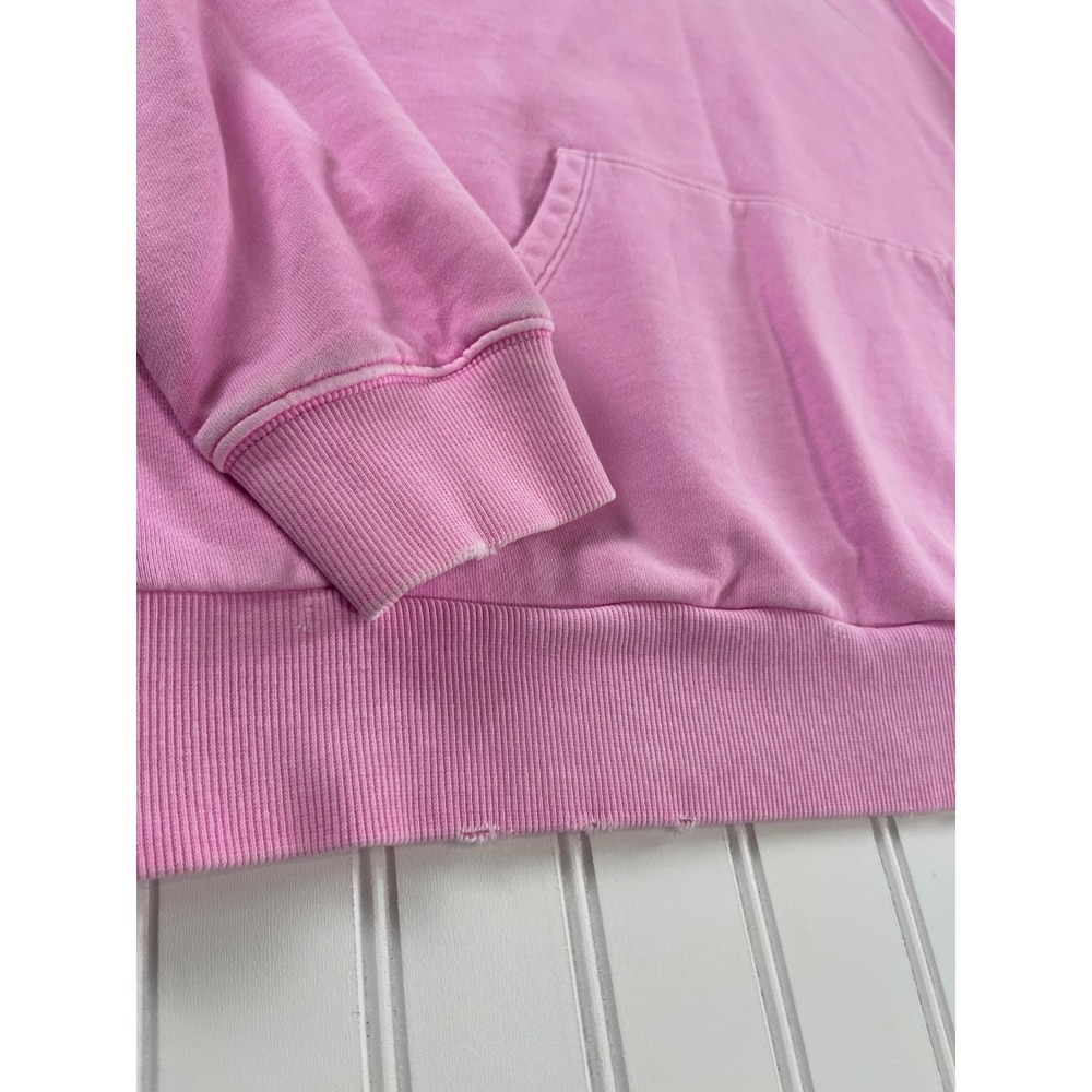 Kut from the Kloth Aliena Hoodie Neon Pink Distressed Cotton Pullover Large - Picture 3 of 10